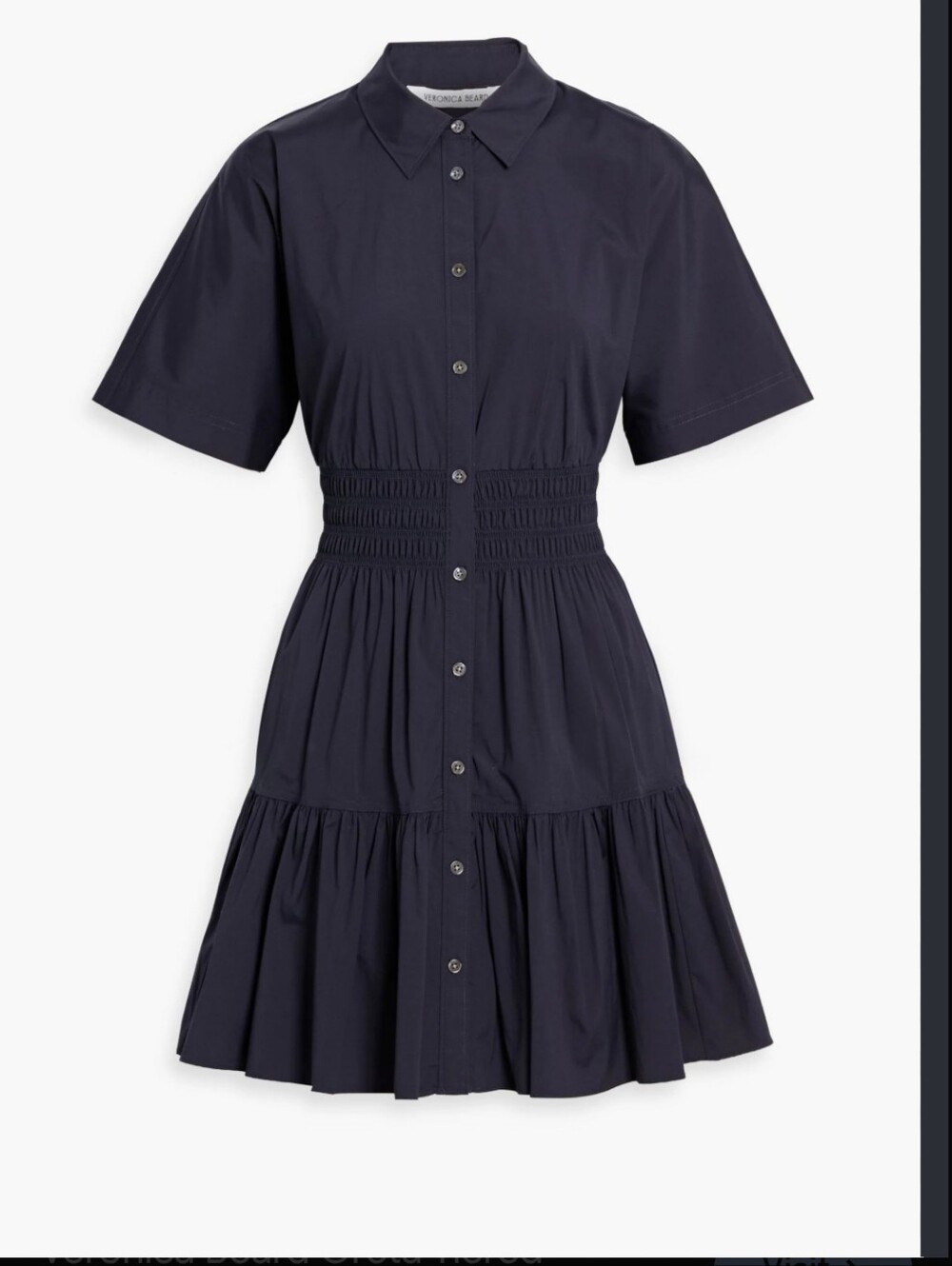 Veronica Beard Greta Poplin Tiered Cotton Navy Blue Mini Ruffle Dress Size 14